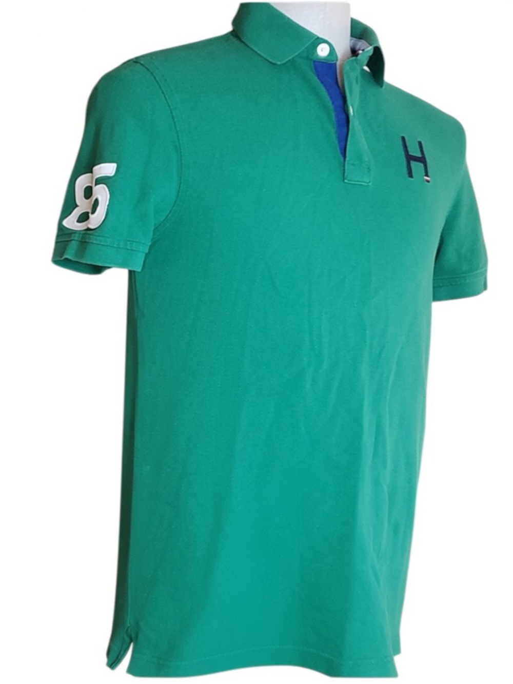 Tommy Hilfiger vintage green pique polo shirt -"85" on sleeve